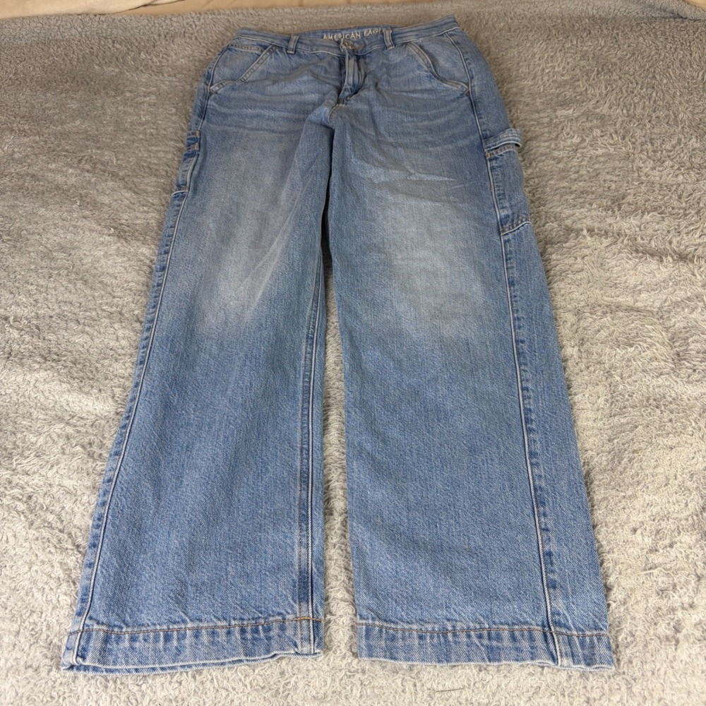 American Eagle Highest Rise 90s Boyfriend Carpenter Jeans Light Wash Blue Size 6